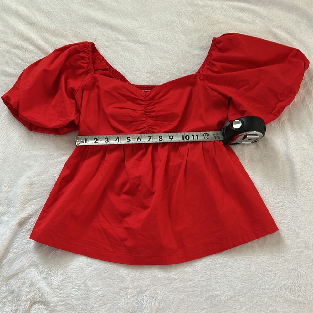 TCEC Red Peplum Puff Sleeve Blouse - Picture 5 of 5